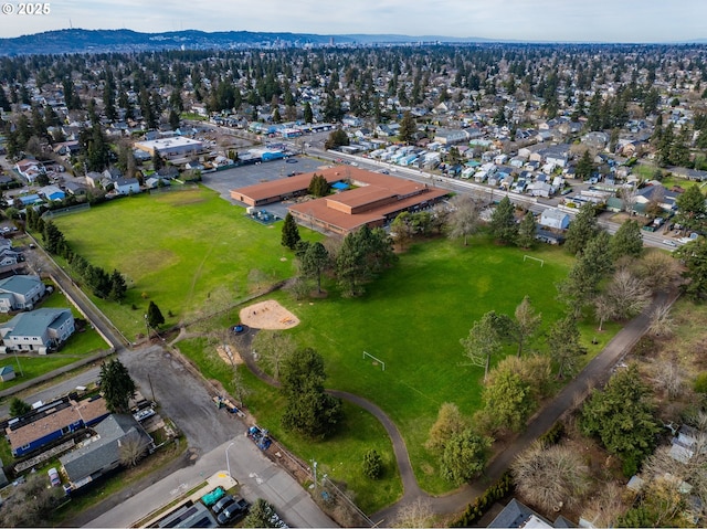 aerial view with a mountain view