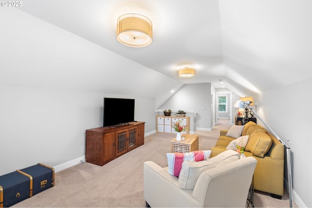 10603 NE 92nd Ave, Vancouver, WA 98662 - living room featuring light carpet, lofted ceiling, and baseboards