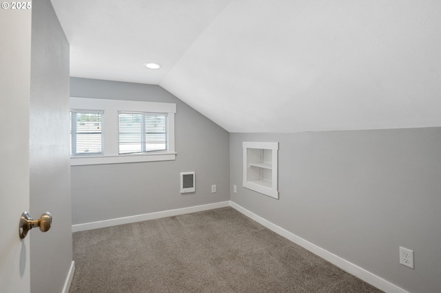 220 Adams Ave, Silverton, OR 97381 - bonus room featuring built in features, lofted ceiling, baseboards, carpet flooring, and recessed lighting