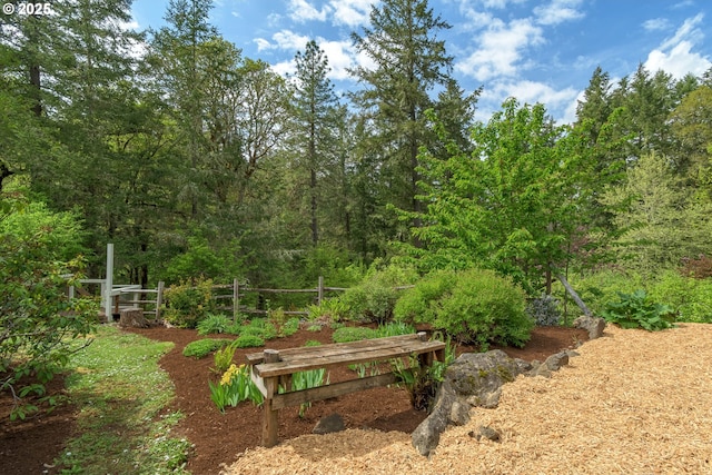 view of community with fence