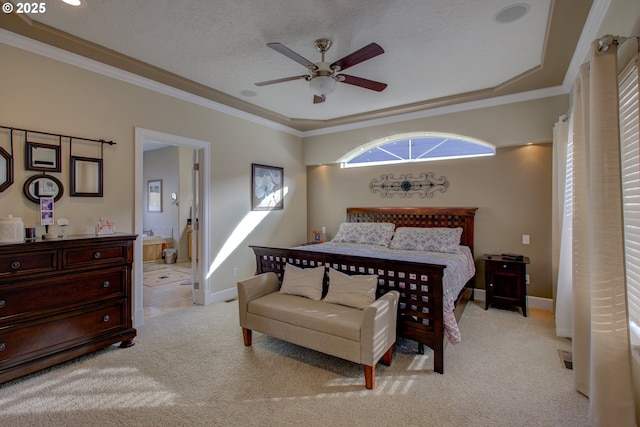 459 Oak Valley Loop, Winchester, OR 97495 - bedroom featuring carpet, ornamental molding, ensuite bath, and ceiling fan