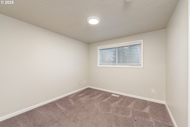 unfurnished room with carpet floors and a textured ceiling