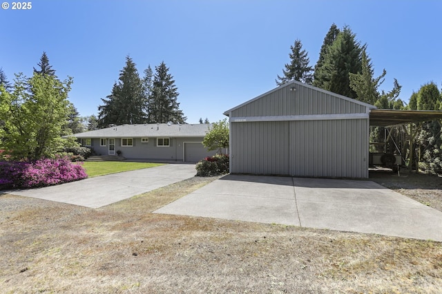 garage with metal wall