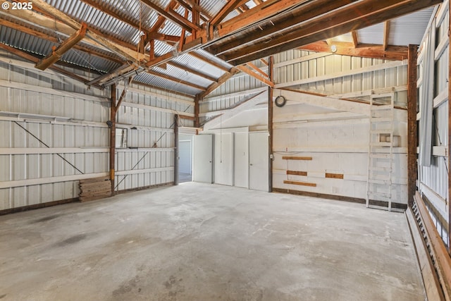 garage with metal wall