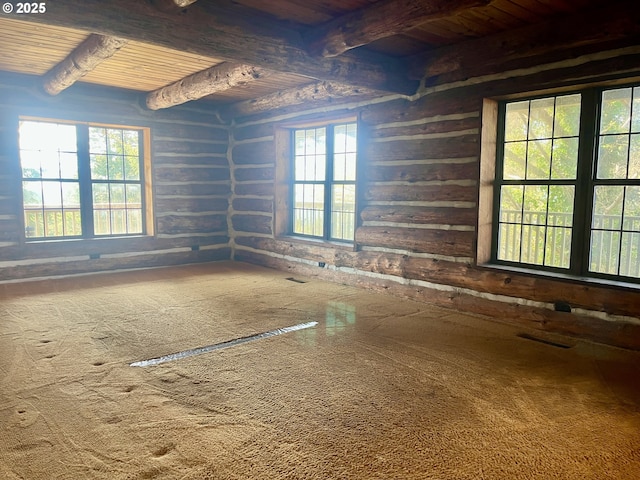 29202 Wallace St, Gold Beach, OR 97444 - spare room featuring beam ceiling, visible vents, and wood ceiling