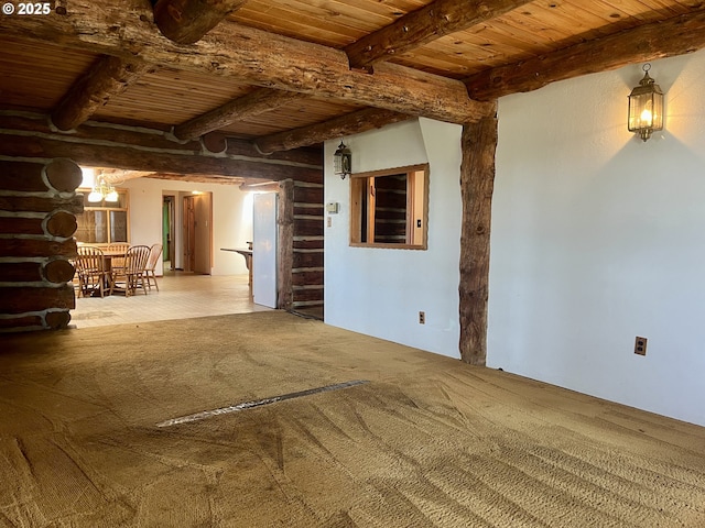 29202 Wallace St, Gold Beach, OR 97444 - carpeted spare room featuring beam ceiling and wooden ceiling