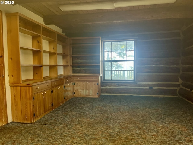 29202 Wallace St, Gold Beach, OR 97444 - spare room with wooden ceiling, carpet flooring, wooden walls, and beam ceiling