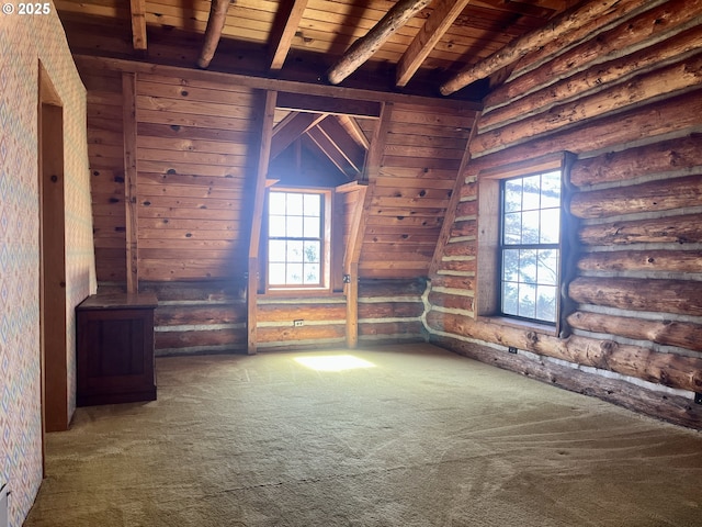 29202 Wallace St, Gold Beach, OR 97444 - carpeted spare room with wood ceiling, beamed ceiling, and a healthy amount of sunlight