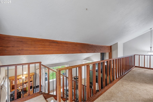 1354 Mulligan Ct, Salem, OR 97306 - corridor with lofted ceiling, carpet, and a textured ceiling