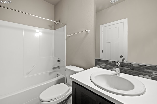 7886 SW Capitol Hill Rd, Portland, OR 97219 - full bathroom featuring vanity, shower / bathtub combination, and decorative backsplash