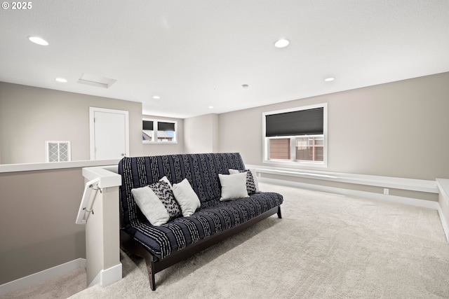7886 SW Capitol Hill Rd, Portland, OR 97219 - living area featuring carpet flooring, attic access, and recessed lighting