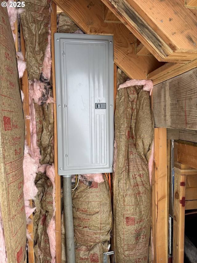 attic with electric panel