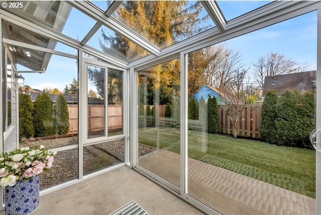 view of unfurnished sunroom