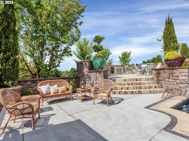 view of patio / terrace with an outdoor living space