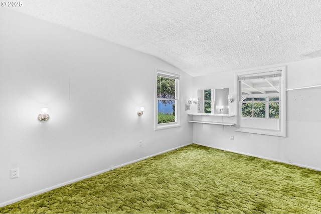 15170 SE 202nd Ave, Damascus, OR 97089 - spare room featuring a textured ceiling, carpet, and vaulted ceiling