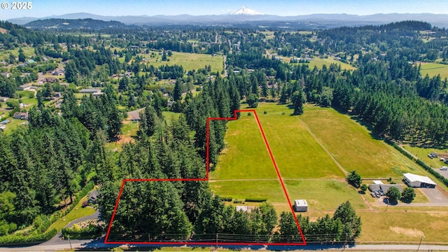 15170 SE 202nd Ave, Damascus, OR 97089 - aerial overview of property's location with a mountainous background and property parcel outlined