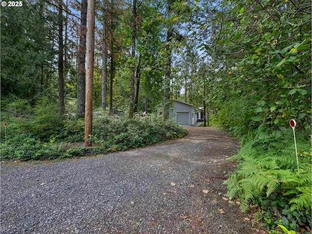 exterior space with a garage