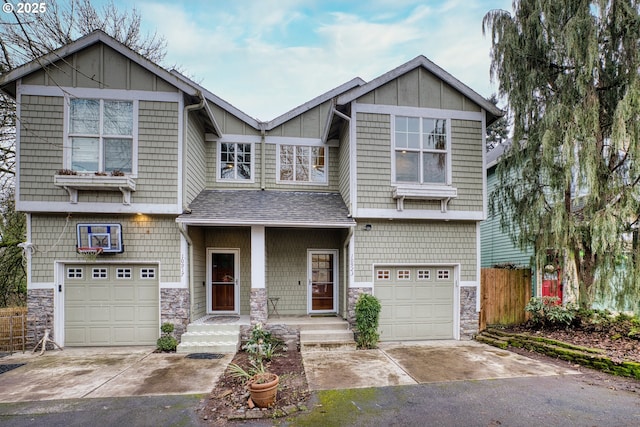 view of front of house with a garage