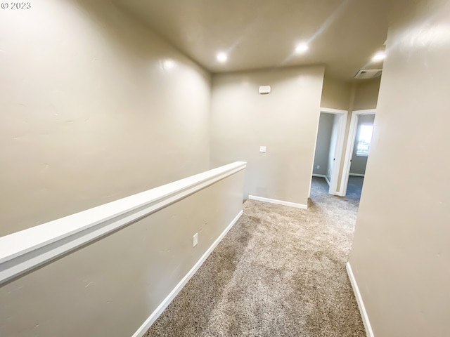 585 Baker St, Baker City, OR 97814 - hall featuring carpet flooring, recessed lighting, and an upstairs landing