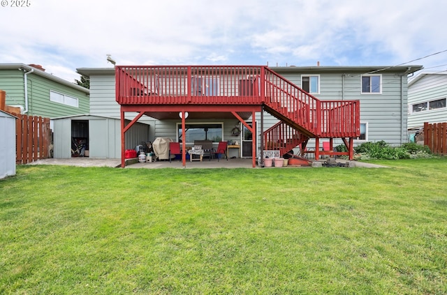 1831 E 14th St, The Dalles, OR 97058 - rear view of house featuring a patio, a wooden deck, and stairway