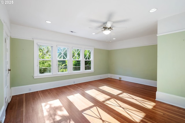 1816 NE 14th Ave, Portland, OR 97212 - spare room featuring ceiling fan, baseboards, wood-type flooring, and recessed lighting
