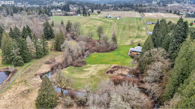 aerial view with a rural view