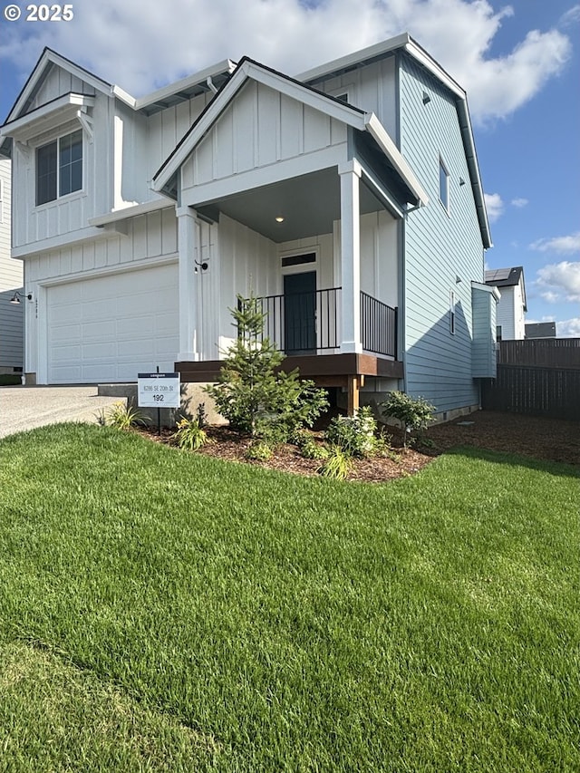 6286 SE 20th St, Gresham, OR 97080 - view of front of property with board and batten siding, a porch, concrete driveway, and an attached garage
