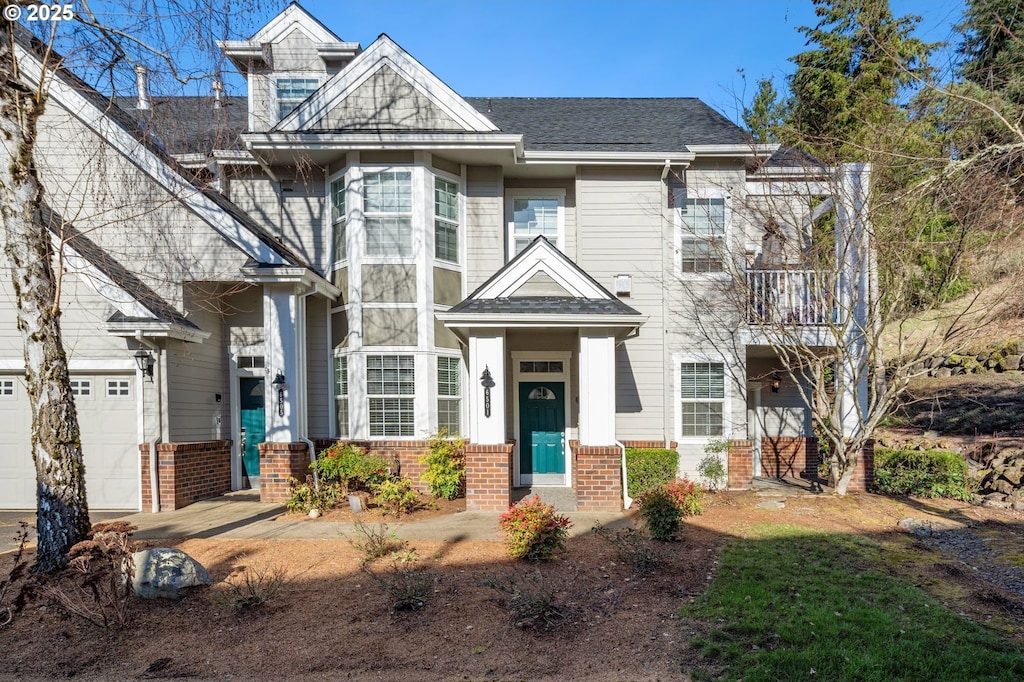 view of front of property with a garage