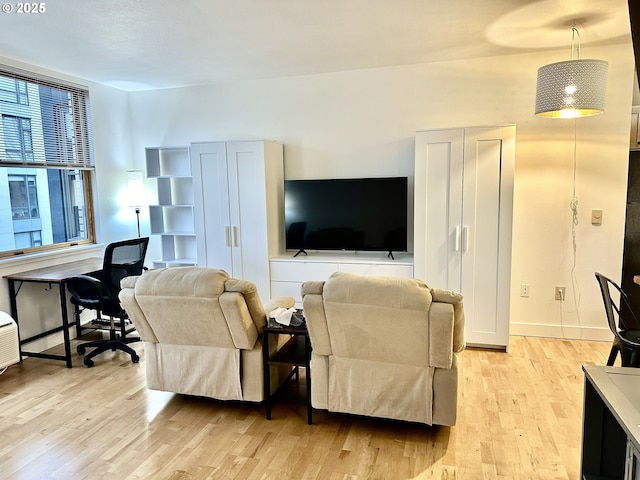 living room with light wood-type flooring