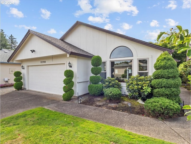 single story home with a garage