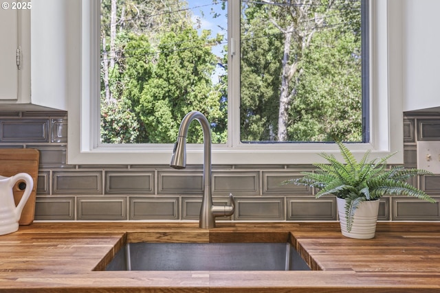 room details with a sink and wooden counters