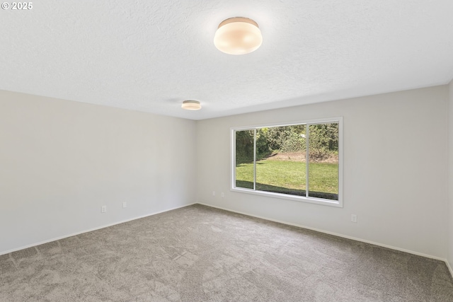 carpeted spare room with baseboards and a textured ceiling