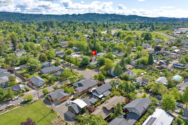 aerial view of residential area with a forest