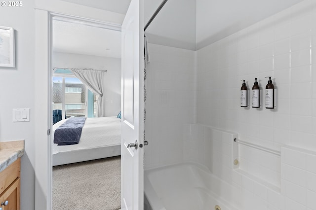 260 N Pacific St, Rockaway Beach, OR 97136 - ensuite bathroom featuring vanity and a combined bath / shower with jetted tub