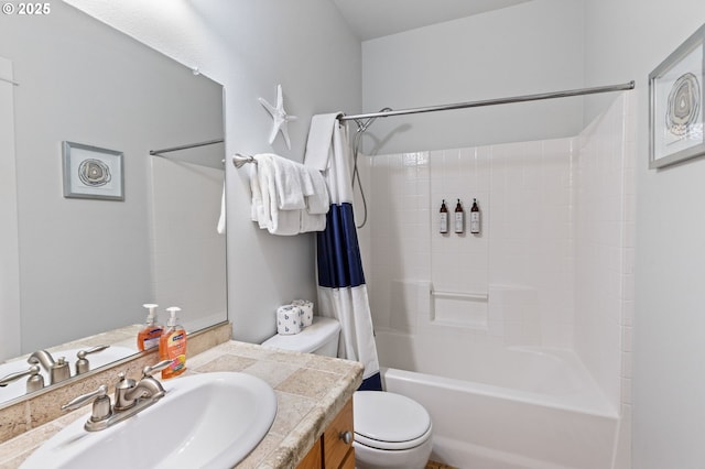 260 N Pacific St, Rockaway Beach, OR 97136 - full bath with vanity, toilet, and shower / bathtub combination with curtain