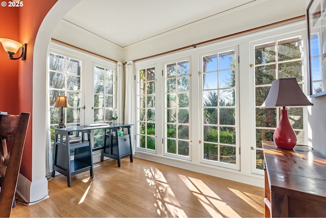 2783 NE Wiberg Ln, Portland, OR 97213 - sunroom featuring french doors and arched walkways
