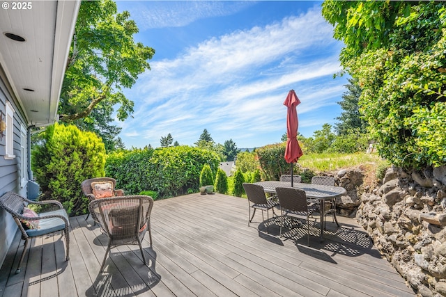 2783 NE Wiberg Ln, Portland, OR 97213 - wooden terrace featuring outdoor dining area