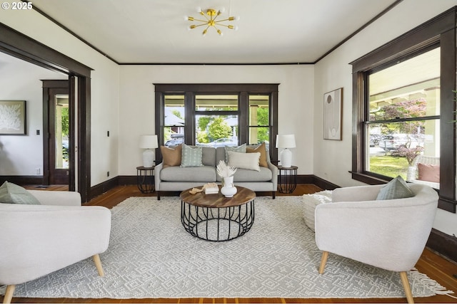 4919 NE 18th Ave, Portland, OR 97211 - living area featuring wood finished floors and crown molding
