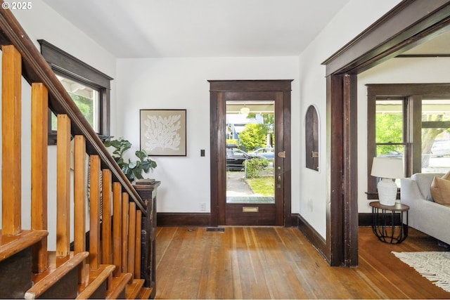 4919 NE 18th Ave, Portland, OR 97211 - foyer featuring hardwood / wood-style flooring and stairway
