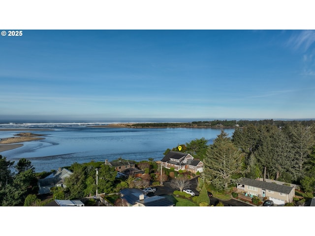 bird's eye view featuring a water view
