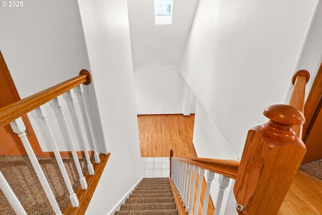4060 Hampshire Ln, Eugene, OR 97404 - staircase with a skylight and wood finished floors