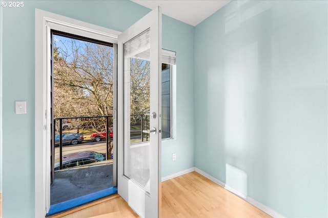 entryway with light wood-type flooring