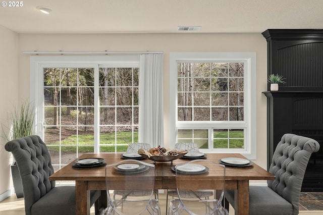 dining space with visible vents