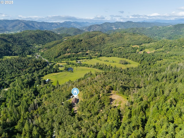 460 Huckleberry Mt Ln, Riddle, OR 97469 - aerial view of property's location with a heavily wooded area and a mountainous background