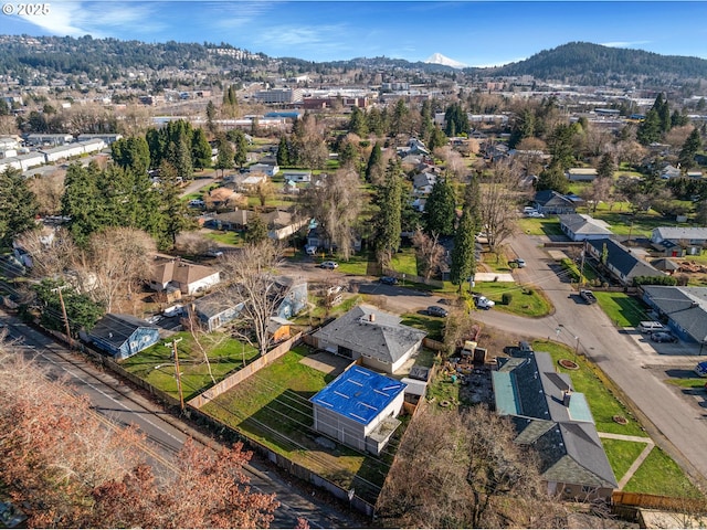 bird's eye view featuring a mountain view