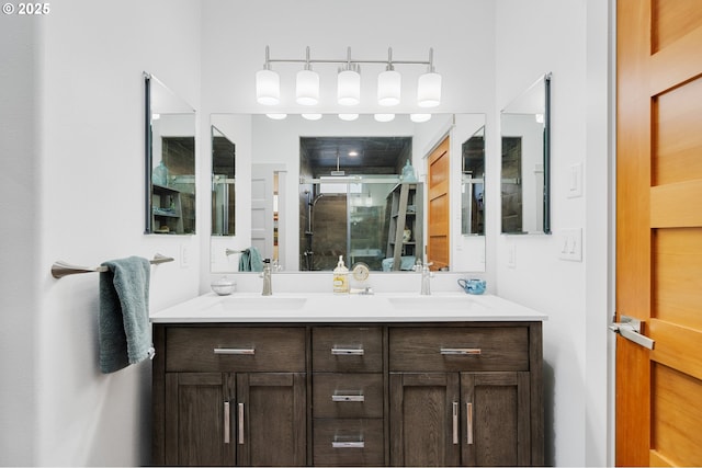 9065 8th St, Bay City, OR 97107 - bathroom with double vanity and a shower stall