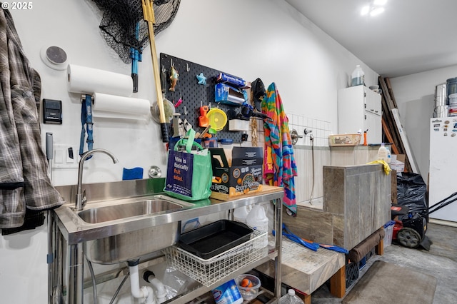 9065 8th St, Bay City, OR 97107 - interior space featuring concrete floors and a sink