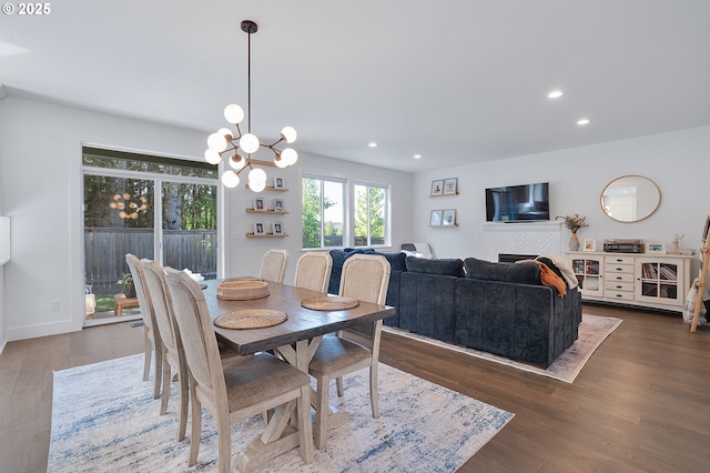 21773 SW Meadow Ter, Sherwood, OR 97140 - dining room with wood finished floors, recessed lighting, and a chandelier