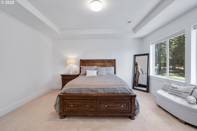 21773 SW Meadow Ter, Sherwood, OR 97140 - bedroom with a tray ceiling and light carpet