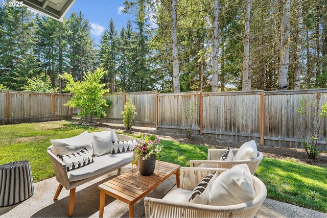 21773 SW Meadow Ter, Sherwood, OR 97140 - fenced backyard with an outdoor hangout area and a patio area